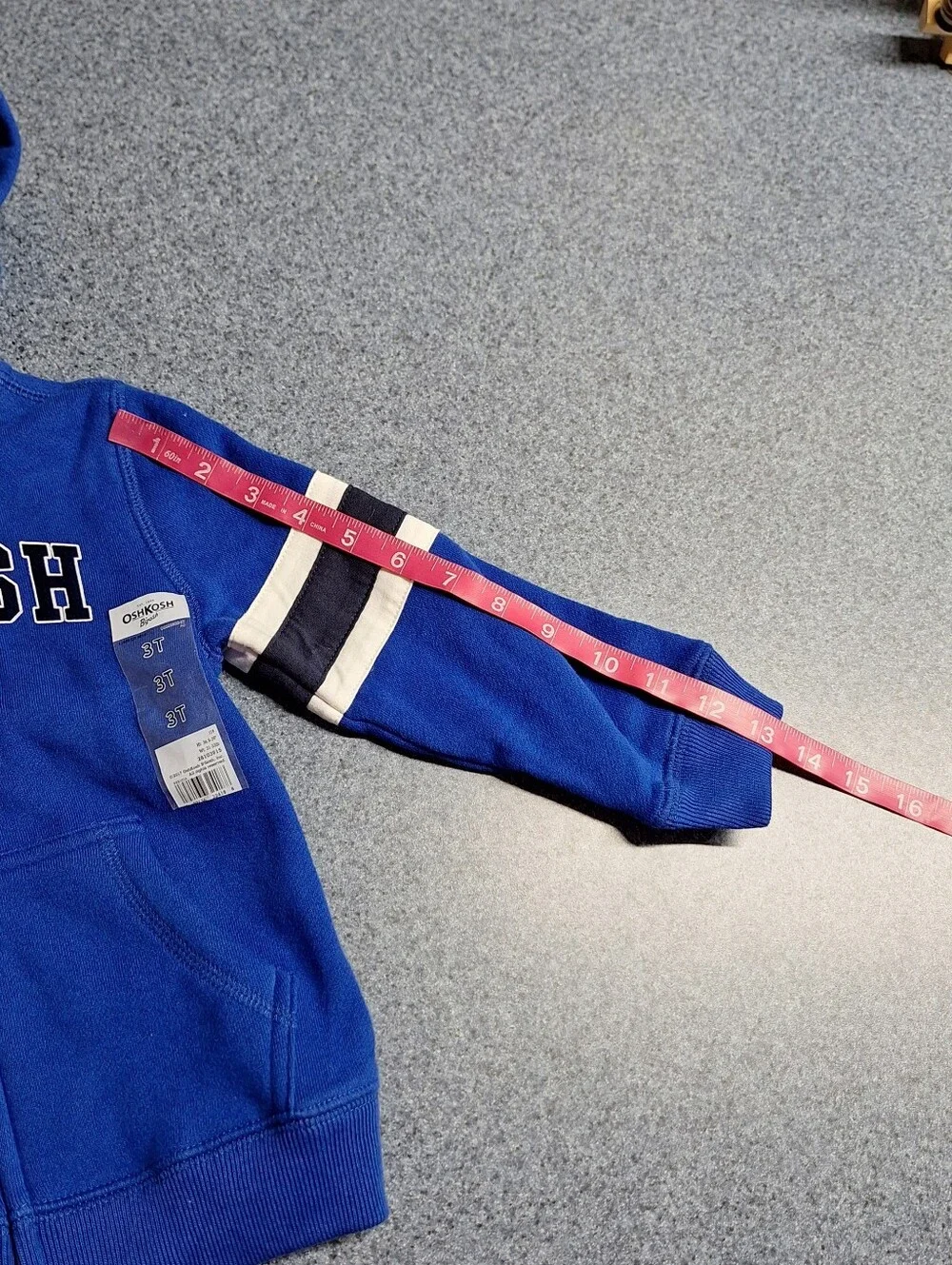 OshKosh B'Gosh Toddler Full Zip Logo Hoodie,3T, RN#96367, NWT